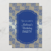 Silver Blue Fisces Fish Geburtstagsparty Einladung (Vorne/Hinten)