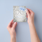 Silver Blue Floral 50. Geburtstagsleuchten laden e Flyer (Gruppe)