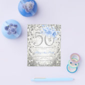 Silver Blue Floral 50. Geburtstagsleuchten laden e Flyer (Einzeln)