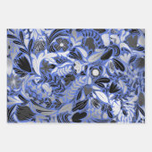Silver Blue Floral Blätter Illustration Muster (Vorderseite)