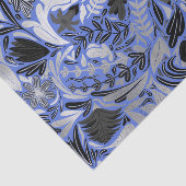 Silver Blue Floral Blätter Illustration Muster Seidenpapier (Ausschnitt)