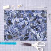 Silver Blue Floral Blätter Illustration Muster Seidenpapier (Handwerk)