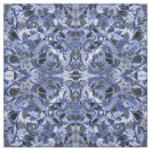 Silver Blue Floral Blätter Illustration Muster Stoff (Muster)