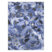 Silver Blue Floral Blätter Illustration Muster Tischdecke (Vorderseite)