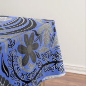 Silver Blue Floral Blätter Illustration Muster Tischdecke (Beispiel)
