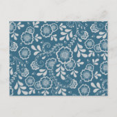 Silver Blue Floral Lace Save the Date Ankündigungspostkarte (Rückseite)