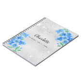 Silver blue floral name script notizblock (Linke Seite)