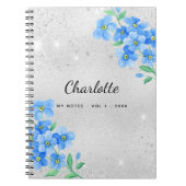 Silver blue floral name script notizblock (Vorderseite)