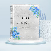 Silver blue floral name Termin 2026 Planer