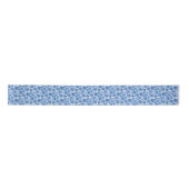 Silver Blue Floral Pattern Satin Ribbon Satinband (Vorderseite)