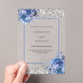 Silver blue florals 25th wedding anniversary clear acryleinladungen (Insitu (Handheld))
