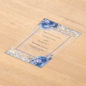 Silver blue florals 25th wedding anniversary clear acryleinladungen (Ablage )