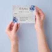 Silver Blue Florals Budget Hochzeit RSVP Flyer (Gruppe)
