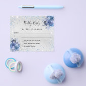 Silver Blue Florals Budget Hochzeit RSVP Flyer (Einzeln)