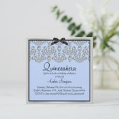 Silver/Blue Forever Diamonds Quinceanera laden Einladung (Stehend Vorderseite)