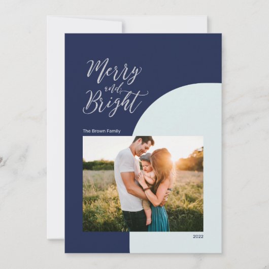 Silver & Blue | Frohe und helle Weihnachtsgrüße Karte (Vorderseite)