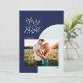 Silver & Blue | Frohe und helle Weihnachtsgrüße Karte (Stehend Vorderseite)