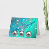 Silver Blue Frohe Weihnachten Karte (Vorderseite)
