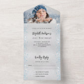 Silver Blue Geburtday Foto uAwg All In One Einladung (Innen Boden)