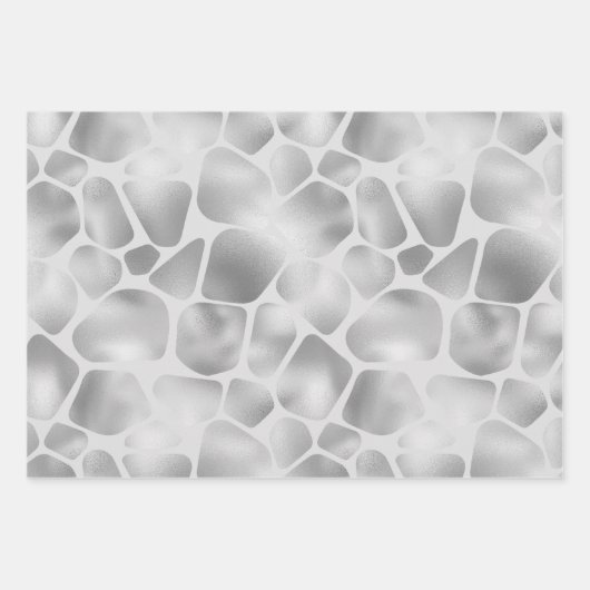 Silver Blue Giraffe Print Geschenkpapier Set (Vorderseite 2)