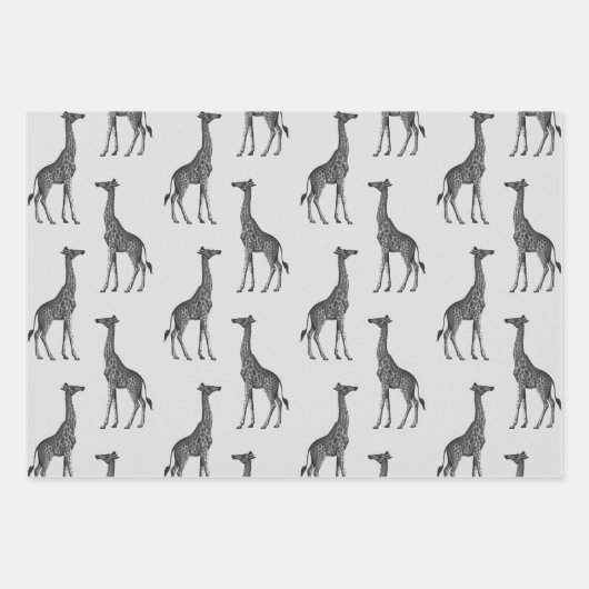 Silver Blue Giraffe Print Geschenkpapier Set (Vorderseite)