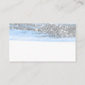 Silver Blue Glitte Delicate Script Wedding Website Begleitkarte (Rückseite)