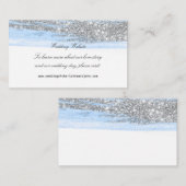 Silver Blue Glitte Delicate Script Wedding Website Begleitkarte (Vorne/Hinten)