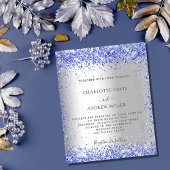 Silver Blue Glitzer Budget Hochzeitseinladung Flyer