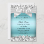 Silver Blue Glitzer Jewel Bow Quinceanera Einladung (Vorderseite)
