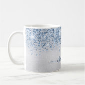 Silver Blue Glitzer Name Skript Kaffeetasse (Links)