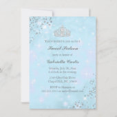 Silver Blue Glitzer Tiara & Heelses Sweet 16 Einla Einladung (Rückseite)