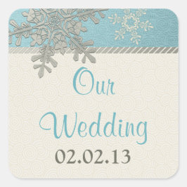 Silver Blue Gold Snowflake Winter Wedding Stickers