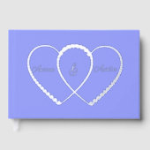 Silver Blue Hearts Entwinnte Hochzeit Gästebuch (Vorderseite)