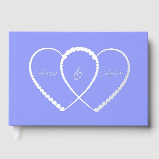 Silver Blue Hearts Entwinnte Hochzeit Gästebuch (Vorderseite)