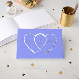 Silver Blue Hearts Entwinnte Hochzeit Gästebuch