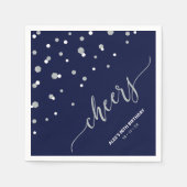 Silver & Blue Hexagon Confetti Cheers Custom Party Serviette (Vorderseite)