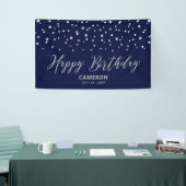 Silver & Blue Hexagon Confetti Happy Birthday Banner (Messeveranstaltung)