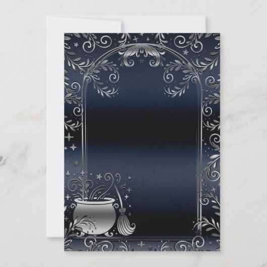 Silver Blue Hexchy Magic Whimsical Halloween-Party Einladung (Rückseite)