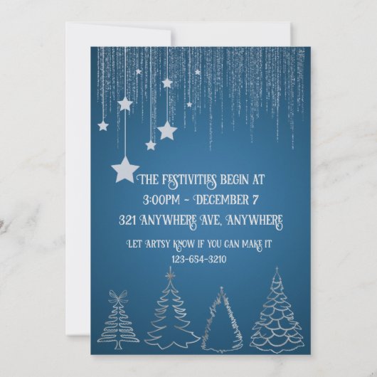 Silver & Blue Holiday Einladung (Rückseite)