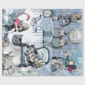 Silver Blue Ice Alice im Wunderland Geschenkpapier (Flach)