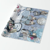 Silver Blue Ice Alice im Wunderland Geschenkpapier (Ungerollt)