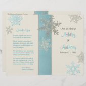 Silver Blue Ivory Snowflake Winter Wedding Program (Vorne/Hinten)