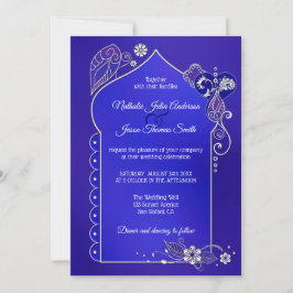 Silver Blue Lila Henna Mehndi Hochzeit Einladung