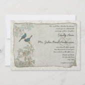 Silver Blue Love Bird Damask Hochzeitseinladungen Einladung (Vorderseite)