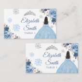 Silver Blue Magic Winter Snowflake Mis Quince Platzkarte (Vorne/Hinten)