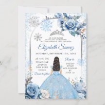 Silver Blue Magic Winter Snowflake Quinceñera