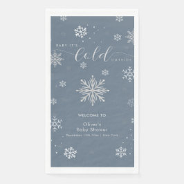 Silver Blue Magical Snowflake Baby Shower Welcome  Serviette