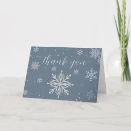 Silver Blue Magical Winter Snowflake Baby Shower  Dankeskarte