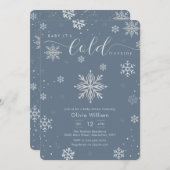 Silver Blue Magical Winter Snowflake Baby Shower Einladung (Vorne/Hinten)