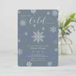 Silver Blue Magical Winter Snowflake Baby Shower Einladung